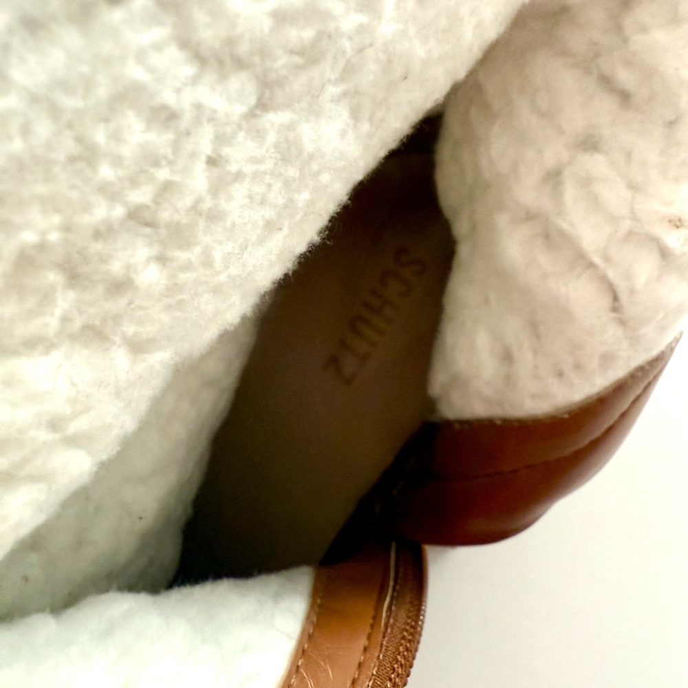 SCHUTZ Cognac Leather Mid-Calf Lug Sole Boots - Picture 5 of 10